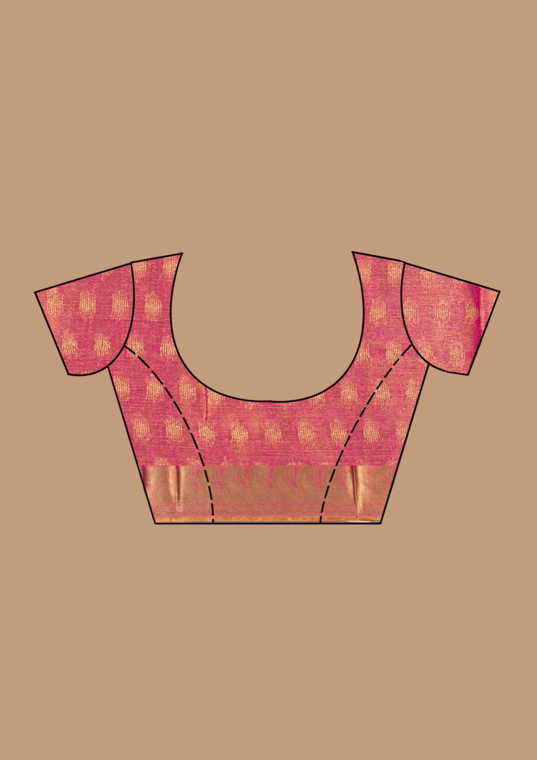Rani Pink Silk Plain Gold Zariwork Saree With Matching Blouse Piece
