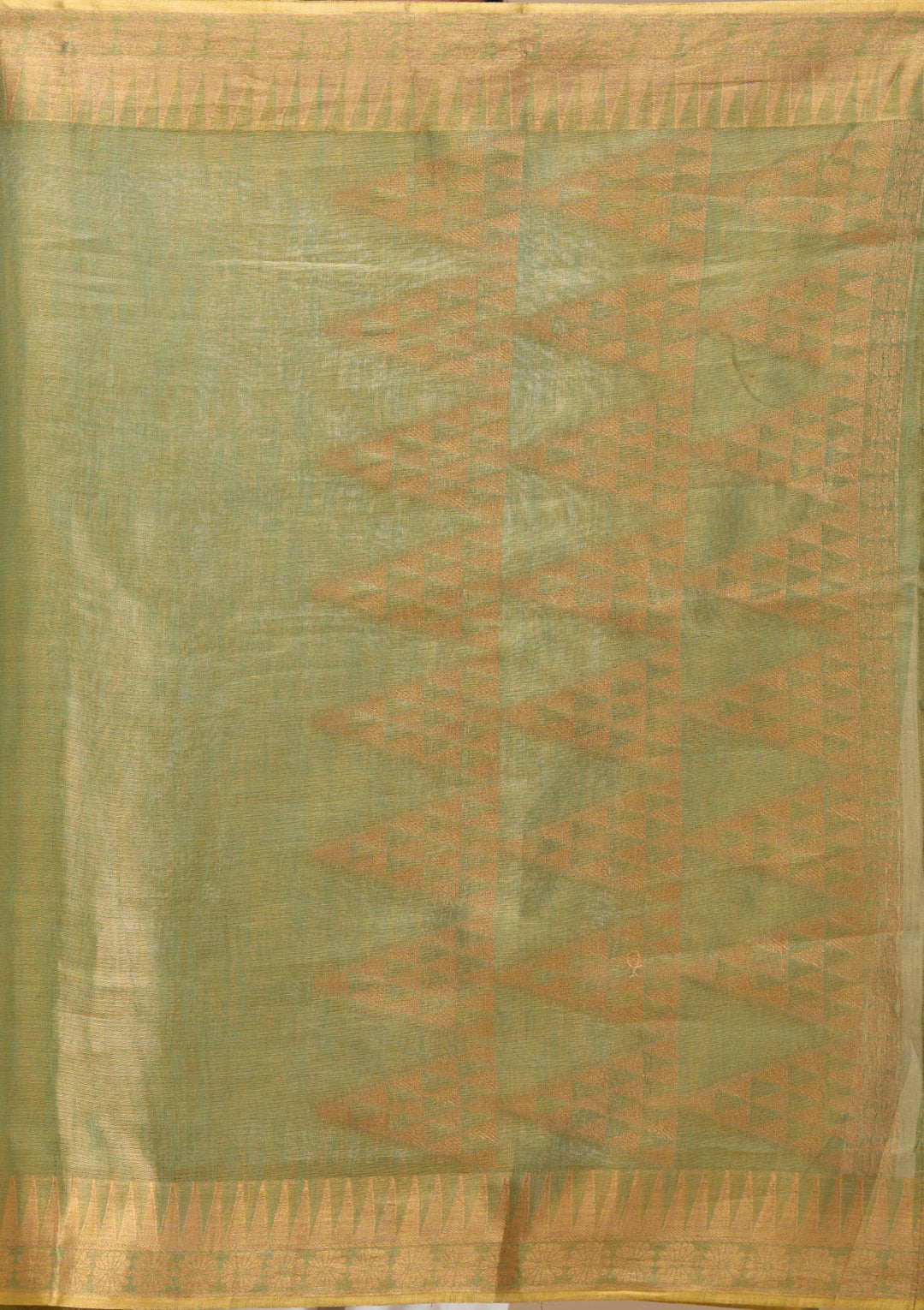 Mehendi Silk Plain Gold Zariwork Saree With Matching Blouse Piece