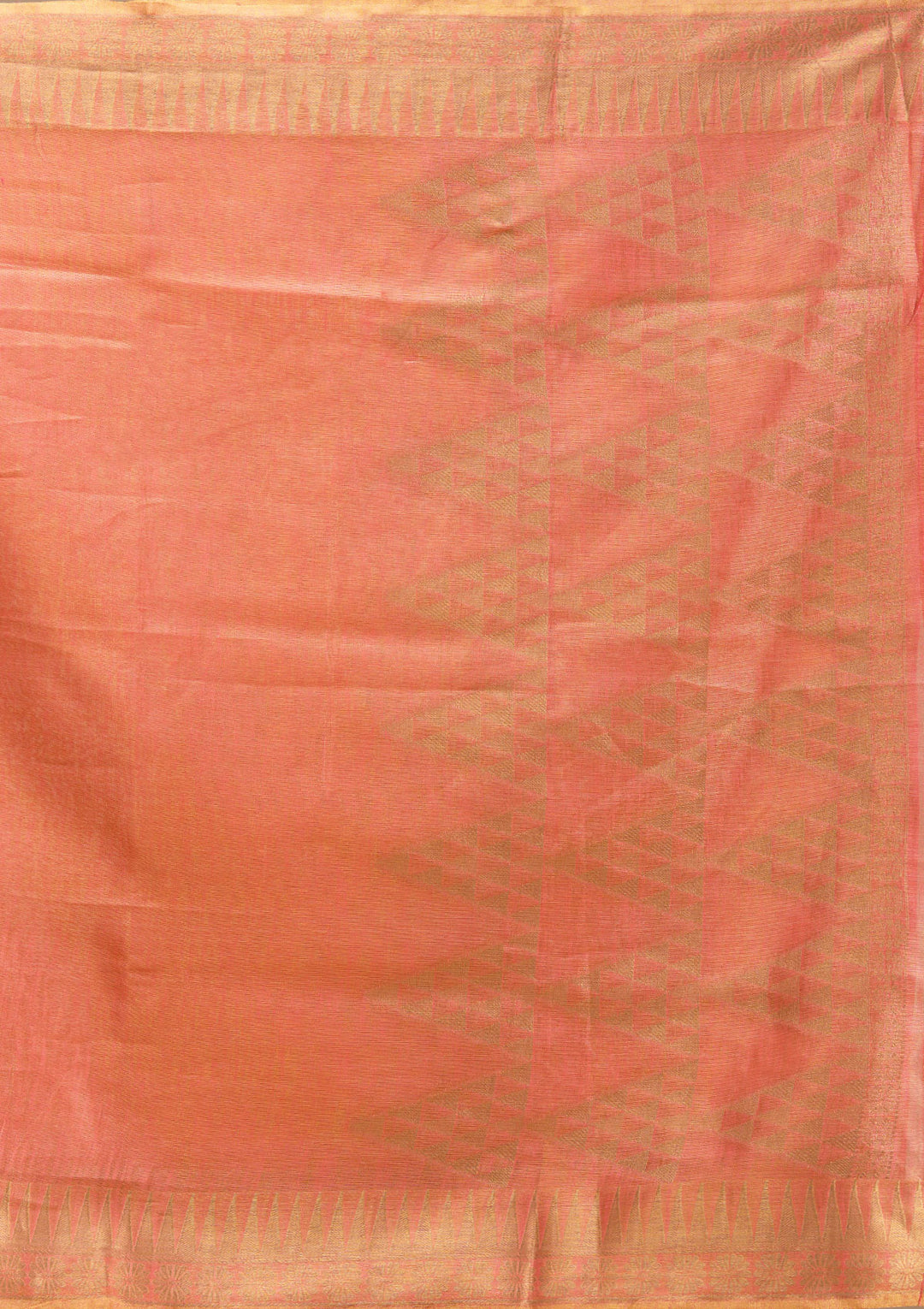 Rust Silk Plain Gold Zariwork Saree With Matching Blouse Piece