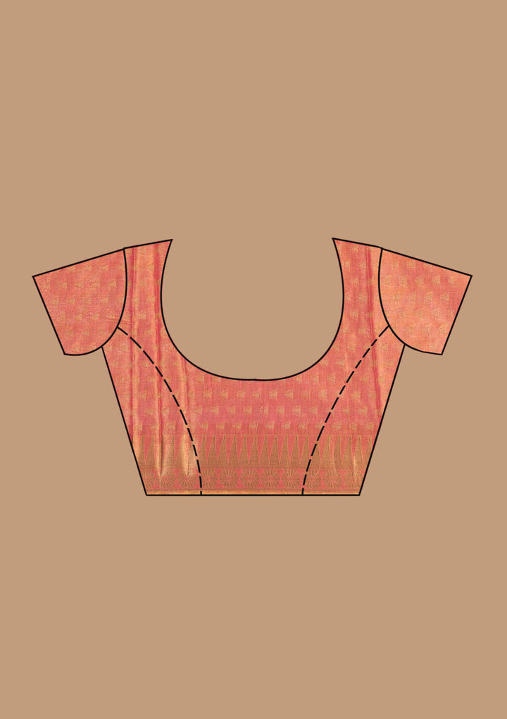 Rust Silk Plain Gold Zariwork Saree With Matching Blouse Piece