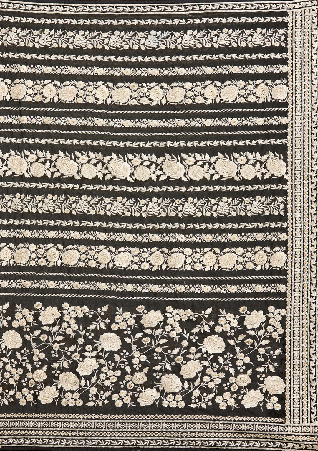 Black Threadwork Georgette Saree