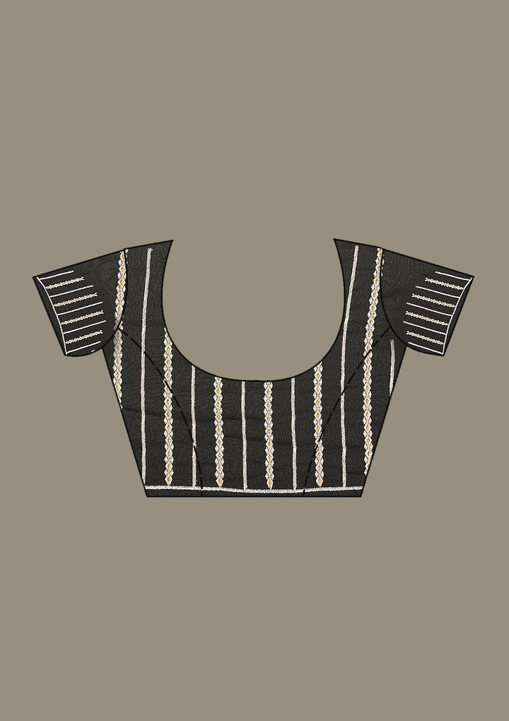 Black Threadwork Georgette Saree