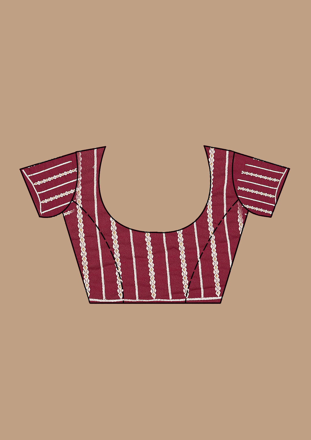Wine Georgette Threadwork Saree With Matching Blouse Piece