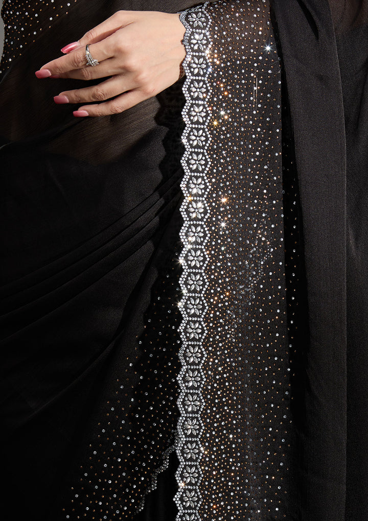 Black Stonework Chiffon Saree