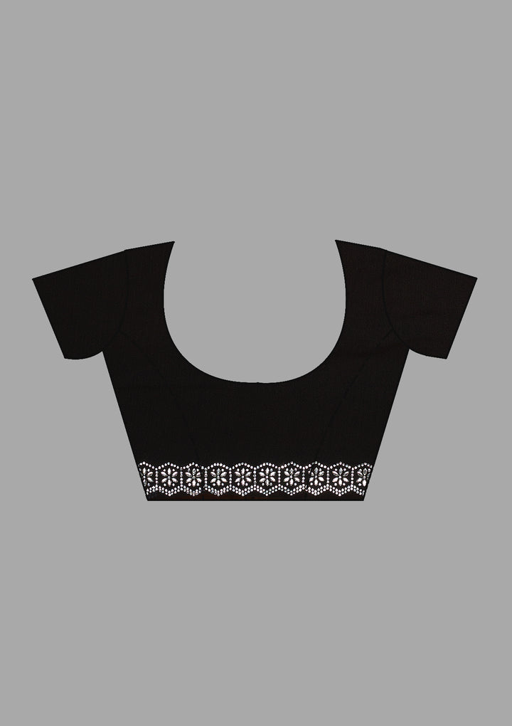 Black Stonework Chiffon Saree