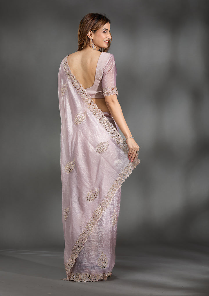 Beige Cutwork Tissue Saree