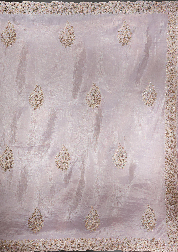 Beige Cutwork Tissue Saree