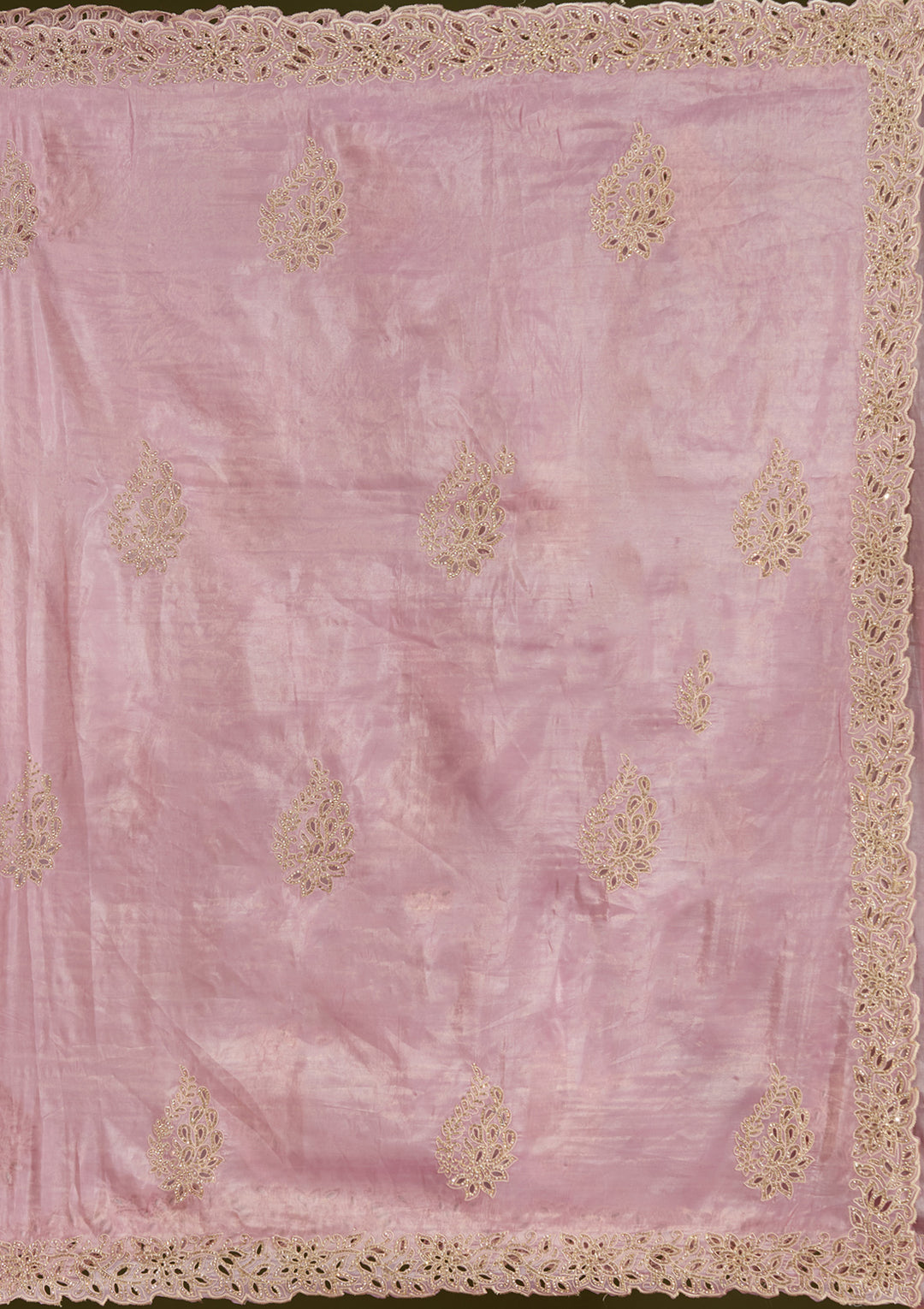 Pink Cutwork Tissue Saree