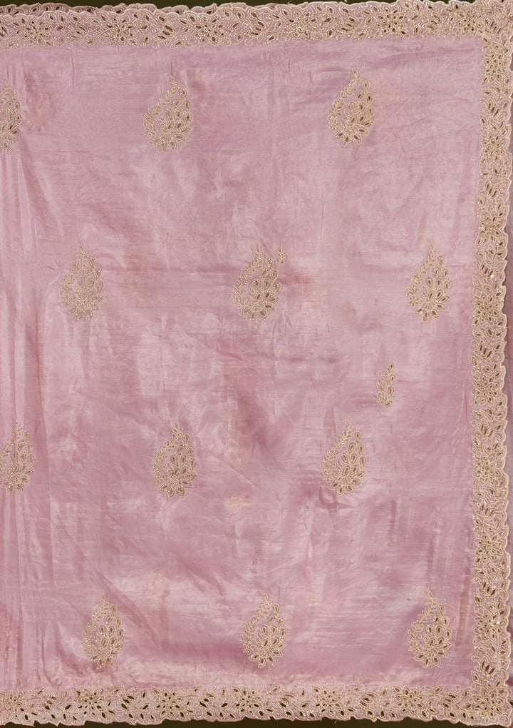 Pink Cutwork Tissue Saree