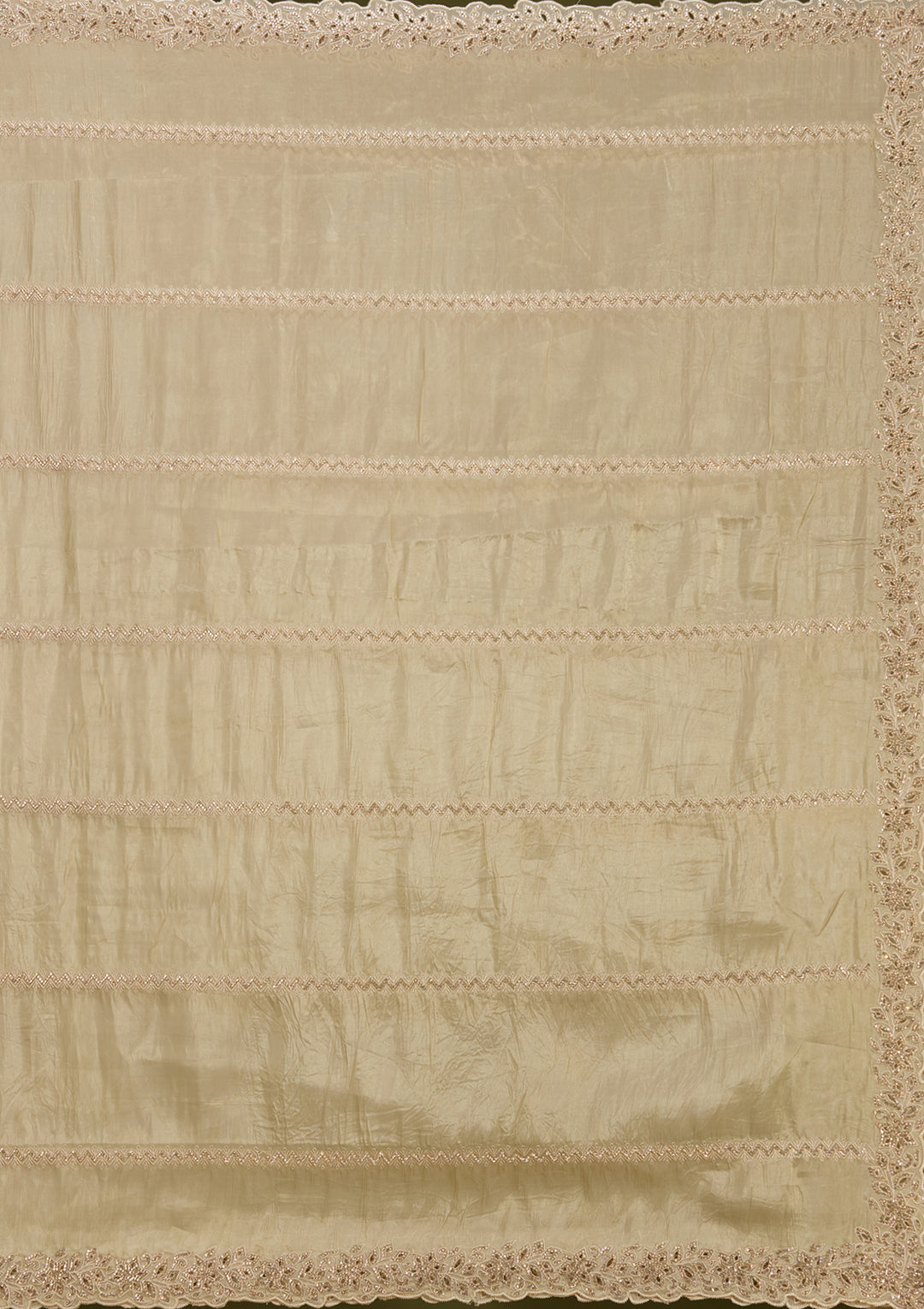 Gold Tissue Cutwork Saree With Matching Blouse Piece