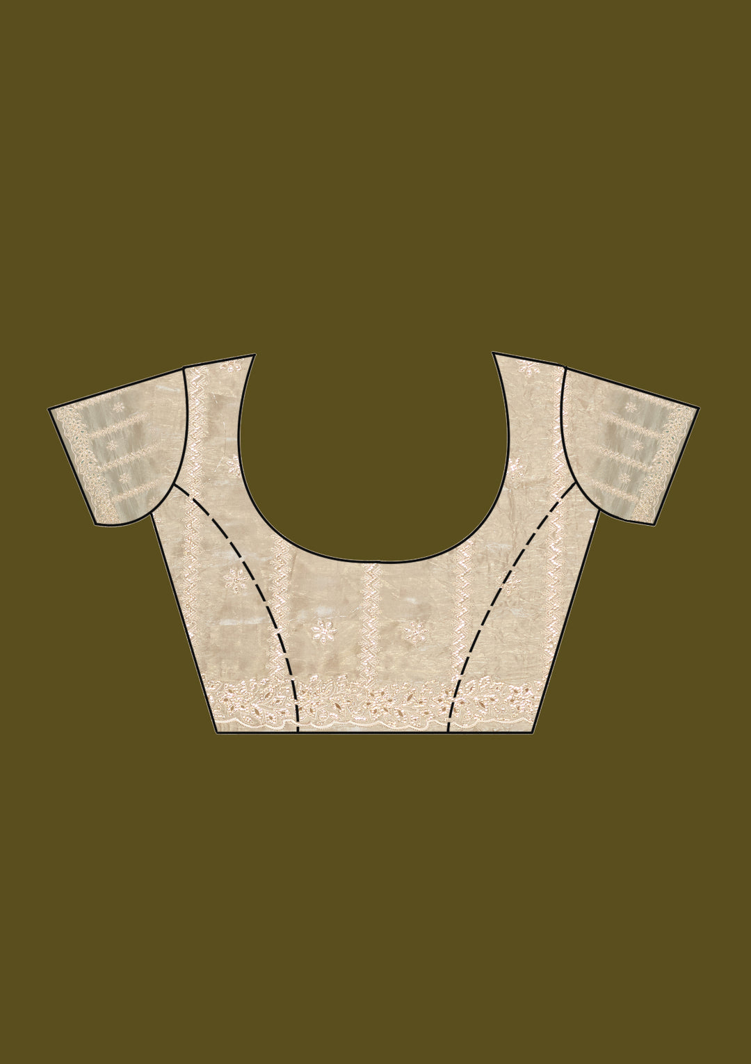 Gold Tissue Cutwork Saree With Matching Blouse Piece