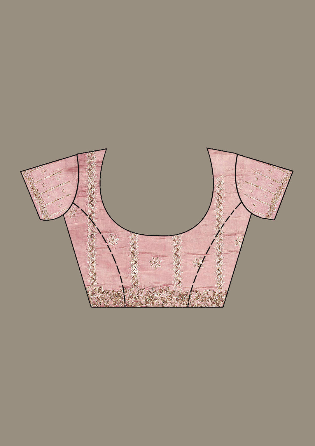 Pink Tissue Cutwork Saree With Matching Blouse Piece