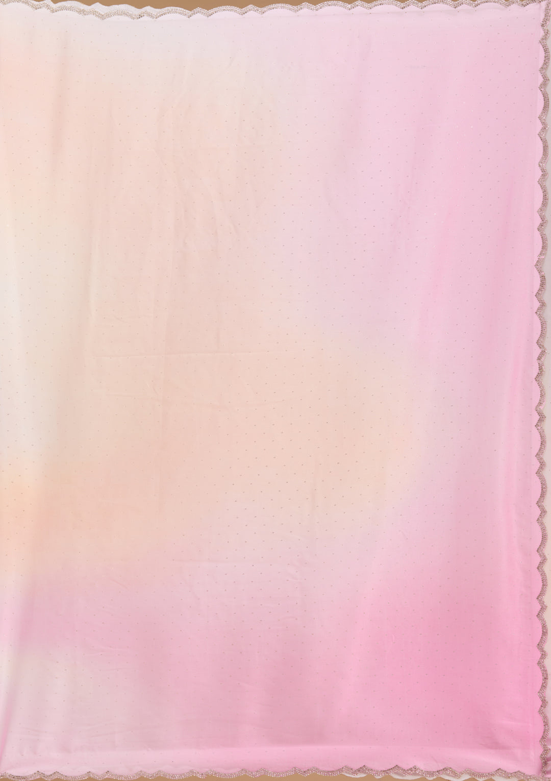 Baby Pink Satin Ombre Silver Stonework Saree With Matching Blouse Piece
