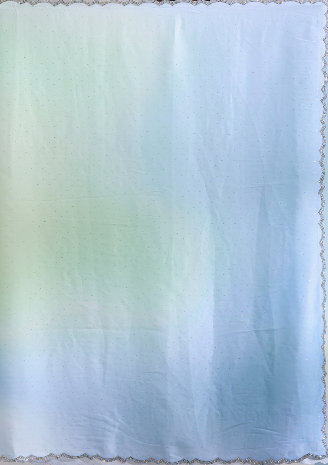 Sky Blue Satin Ombre Silver Stonework Saree With Matching Blouse Piece
