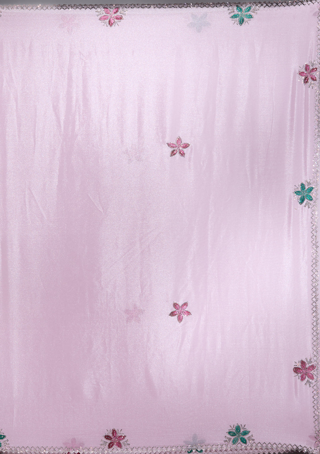 Lavender Silver Stonework Satin Saree