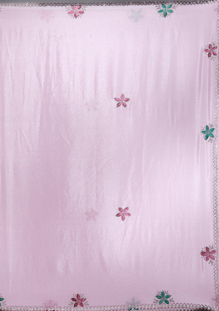 Lavender Silver Stonework Satin Saree