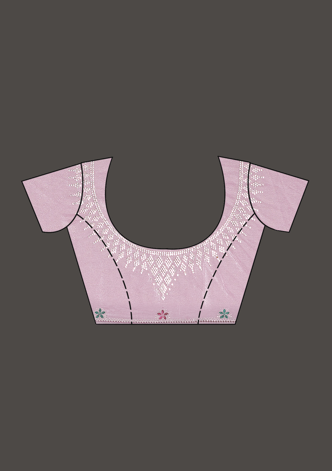 Lavender Silver Stonework Satin Saree