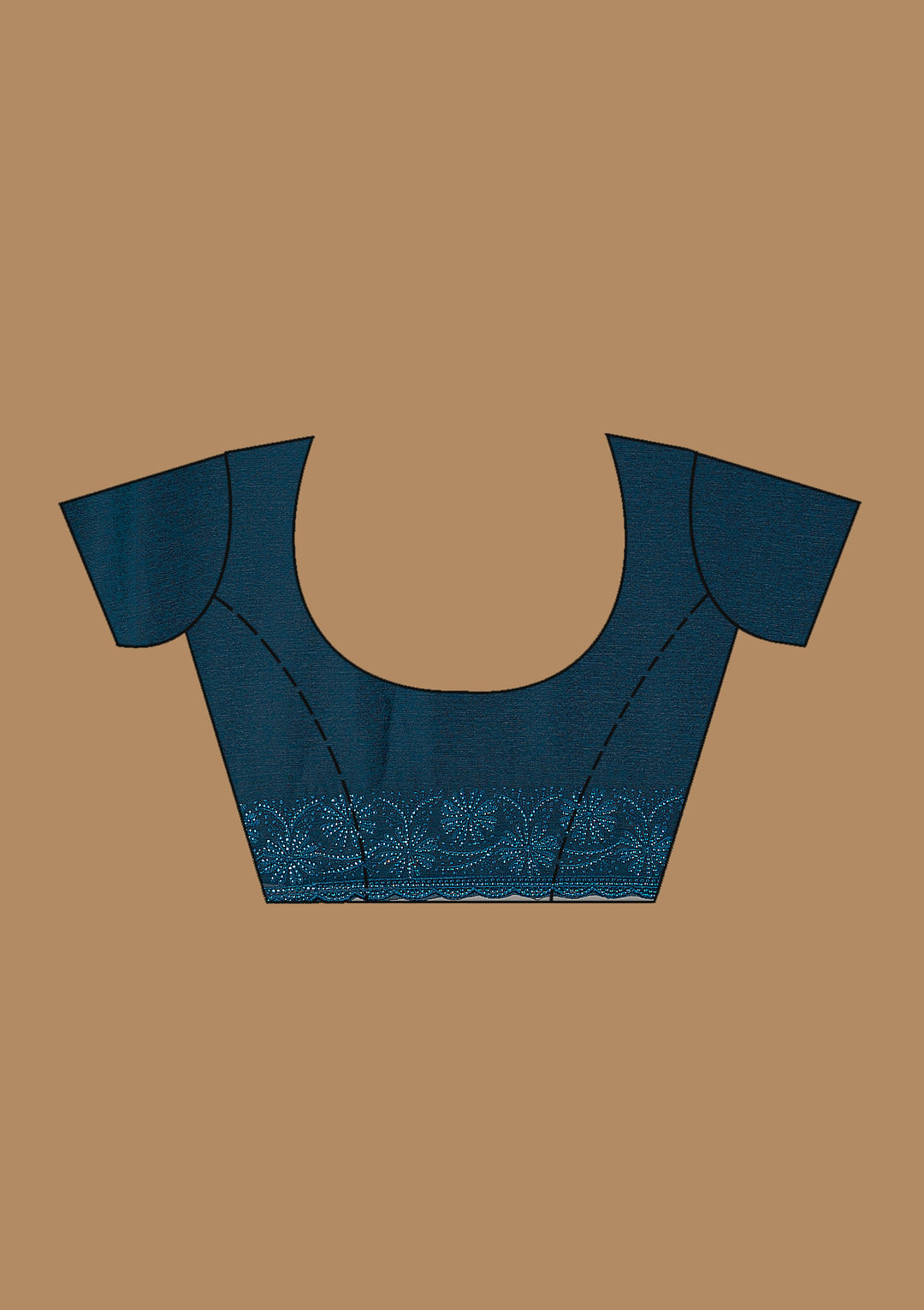 Blue Chiffon Threadwork Saree With Matching Blouse Piece