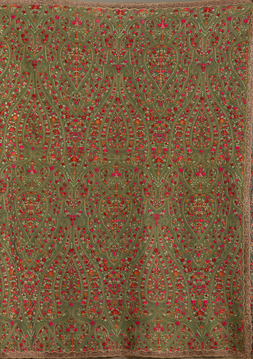 Green Kashmiri Tissue Saree