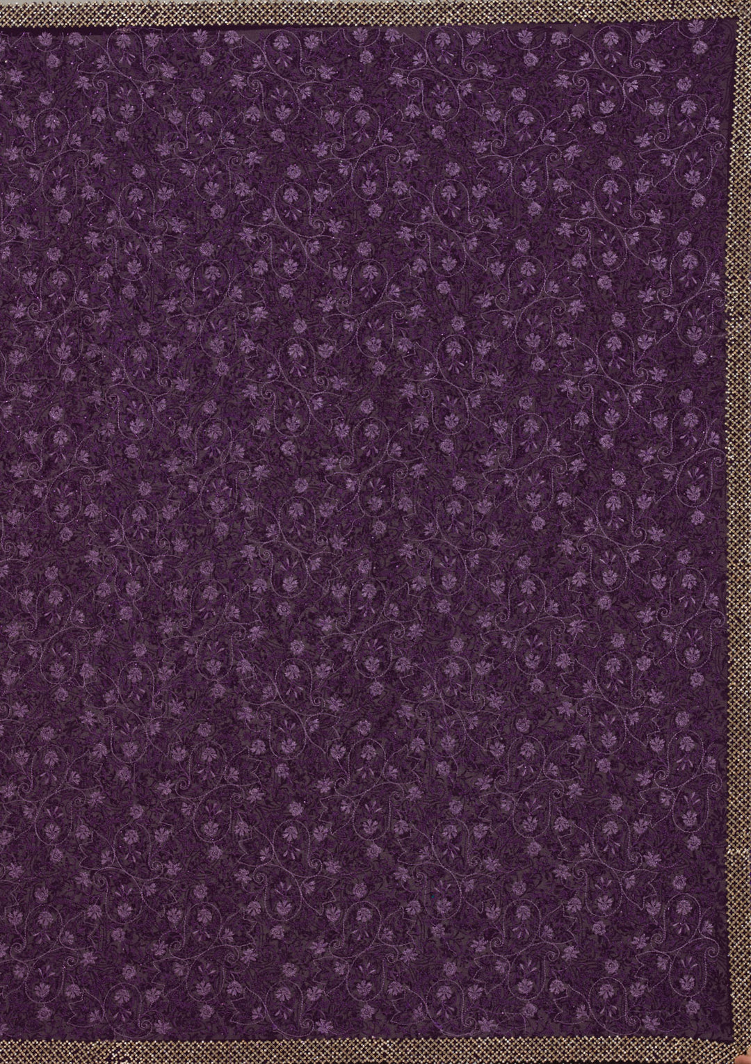 Purple Threadwork Georgette Saree