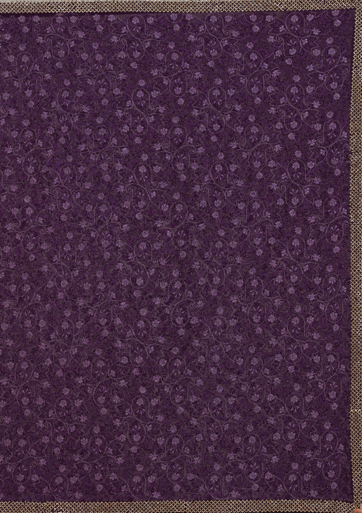 Purple Threadwork Georgette Saree