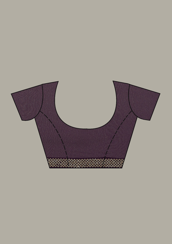 Purple Threadwork Georgette Saree