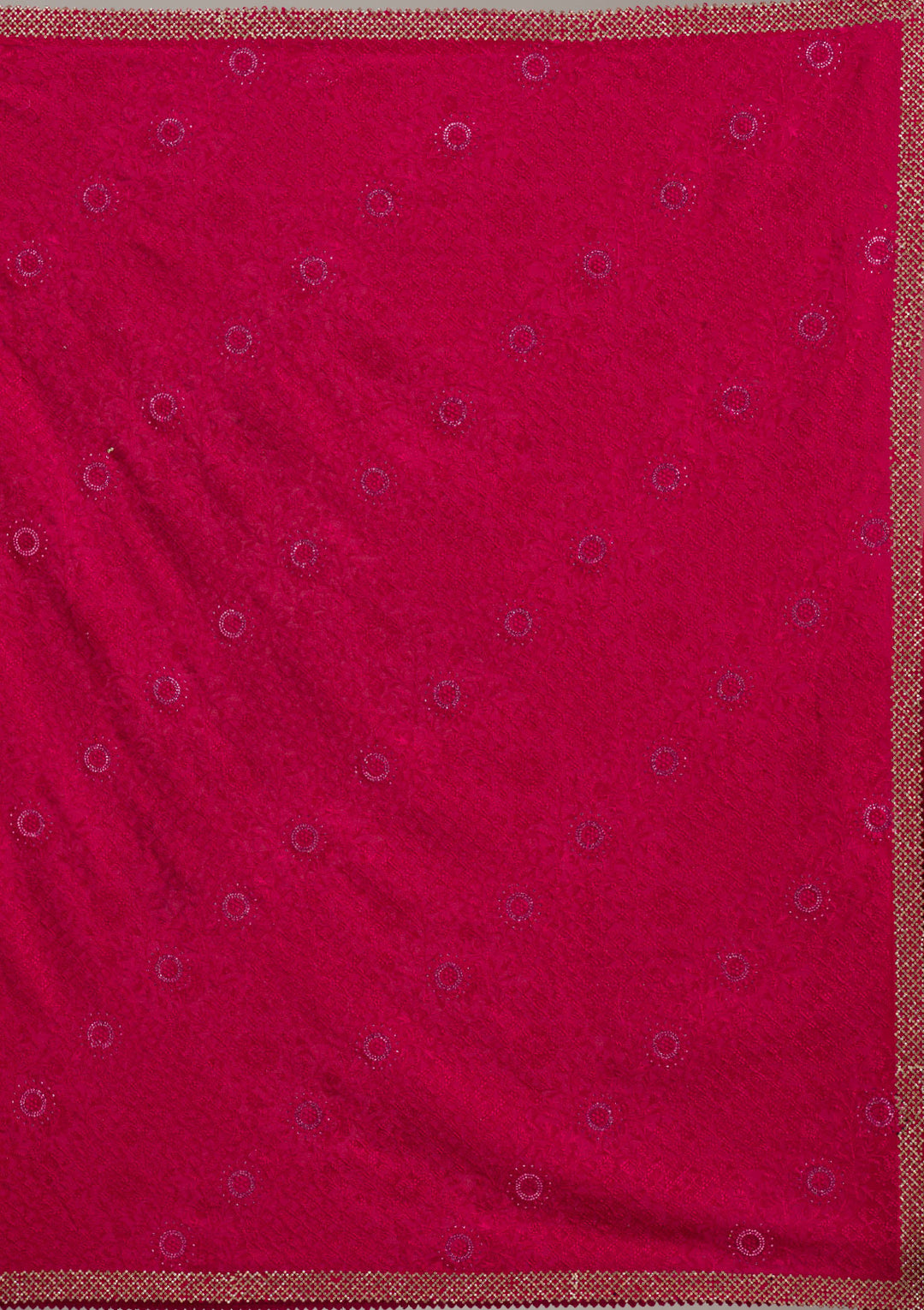 Rani Pink Georgette Threadwork Saree With Matching Blouse Piece