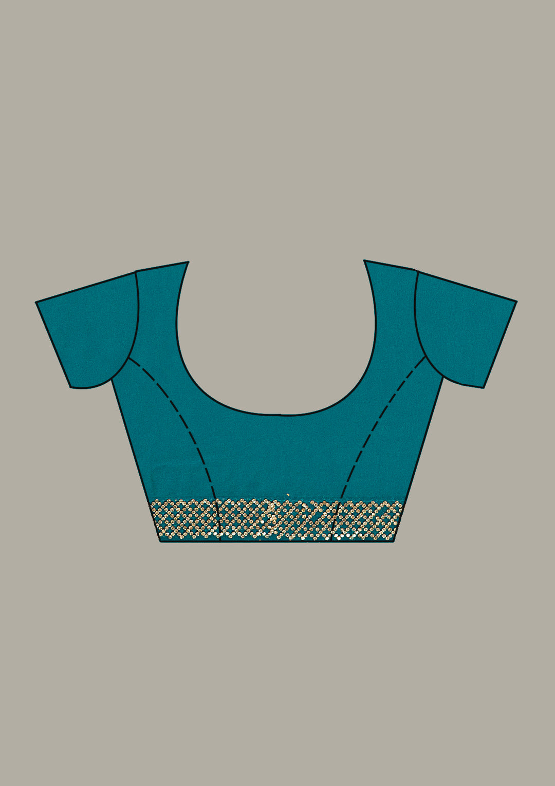 Teal Green Georgette Threadwork Saree With Matching Blouse Piece