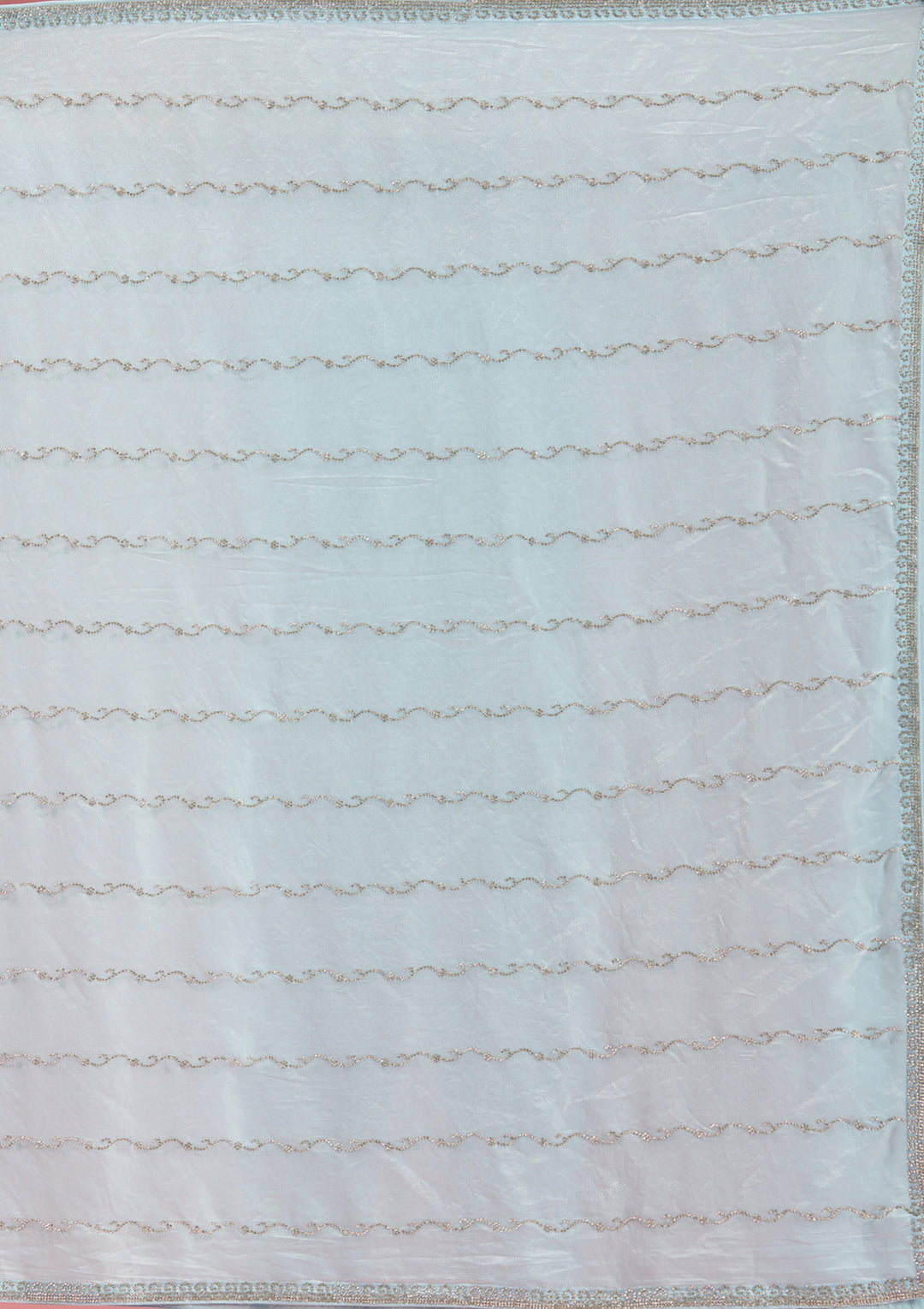 Sky Blue Zariwork (Gold) Chinon Saree