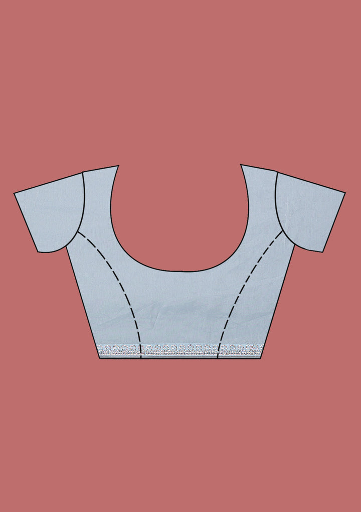 Sky Blue Zariwork (Gold) Chinon Saree