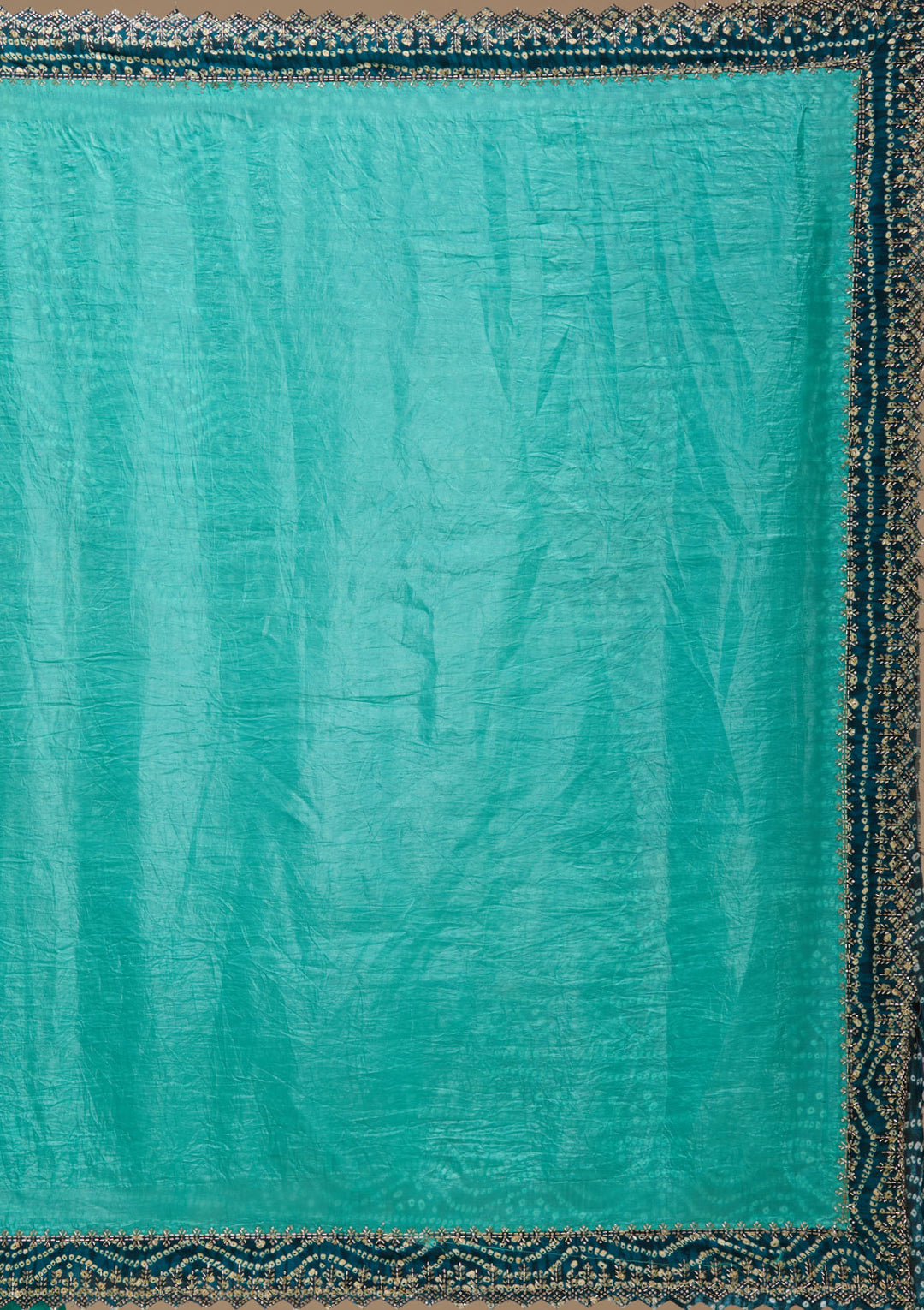 Sea Green Printed Satin Saree