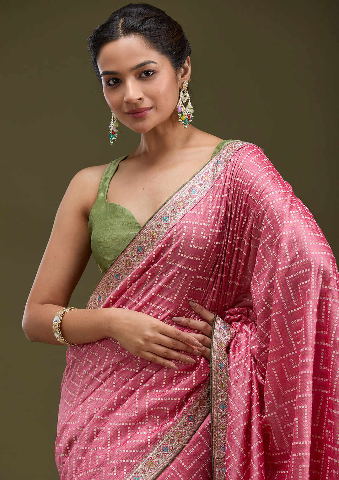 Baby Pink Printed Soft Raw Silk Saree
