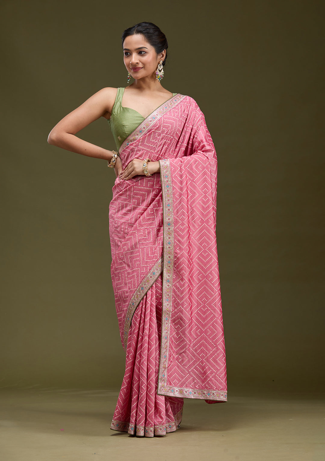 Baby Pink Printed Soft Raw Silk Saree