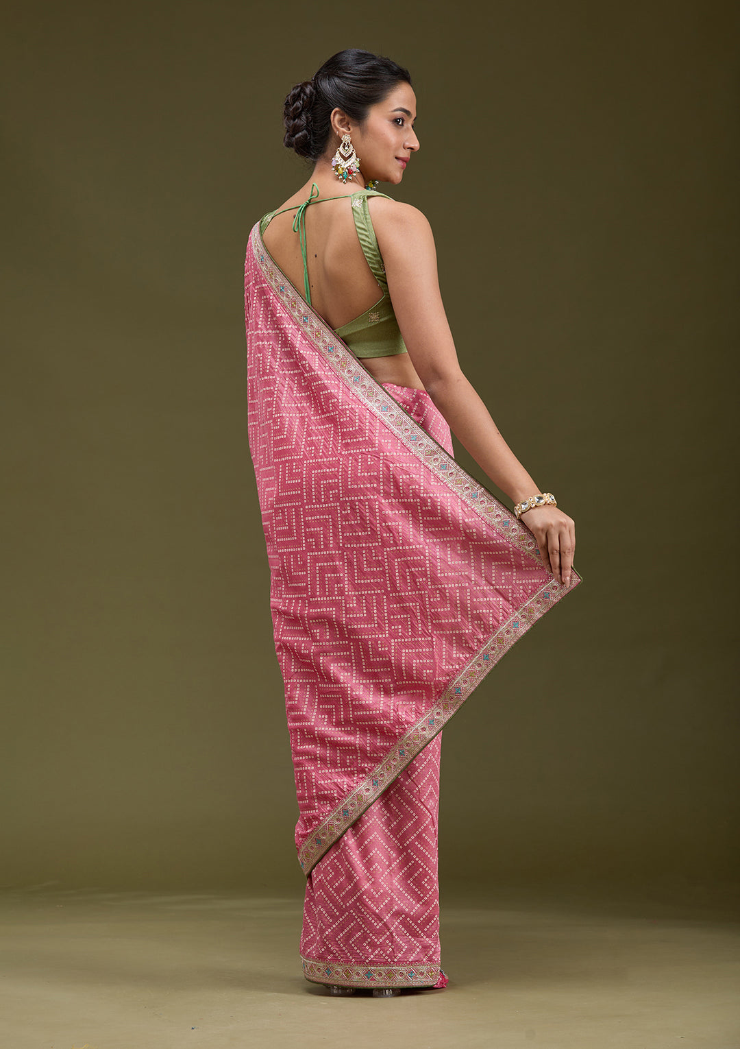 Baby Pink Printed Soft Raw Silk Saree