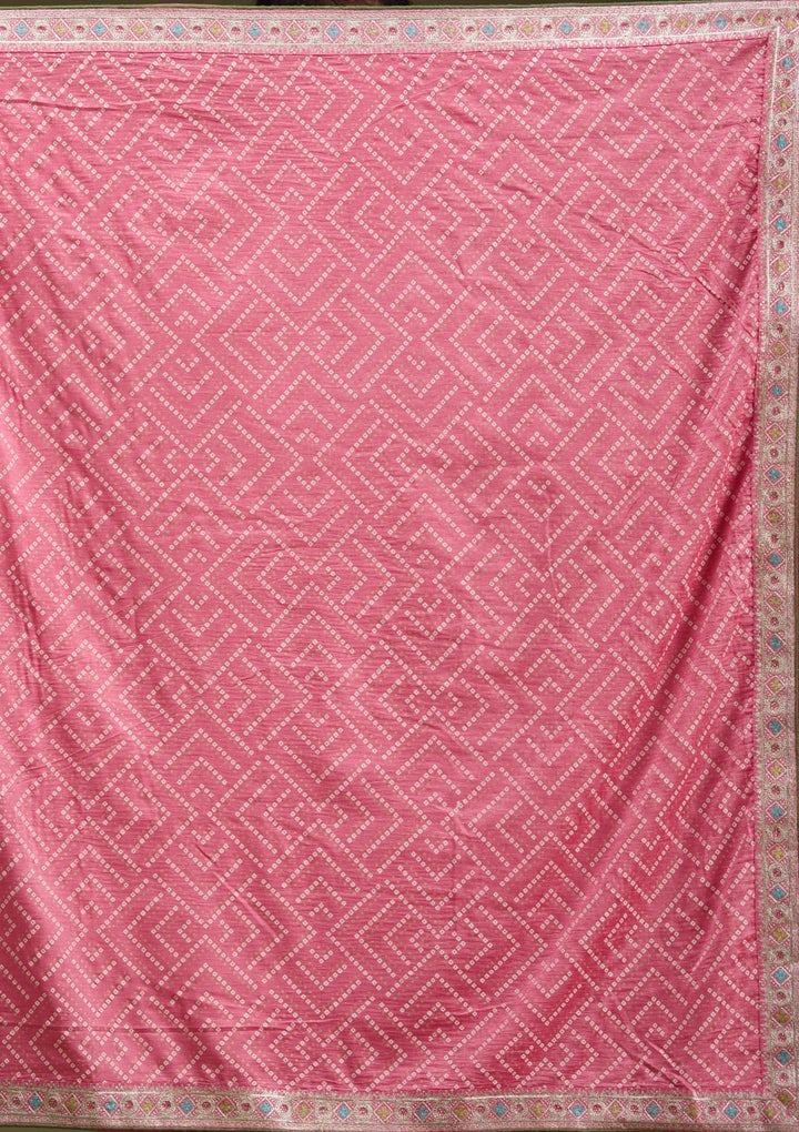 Baby Pink Printed Soft Raw Silk Saree