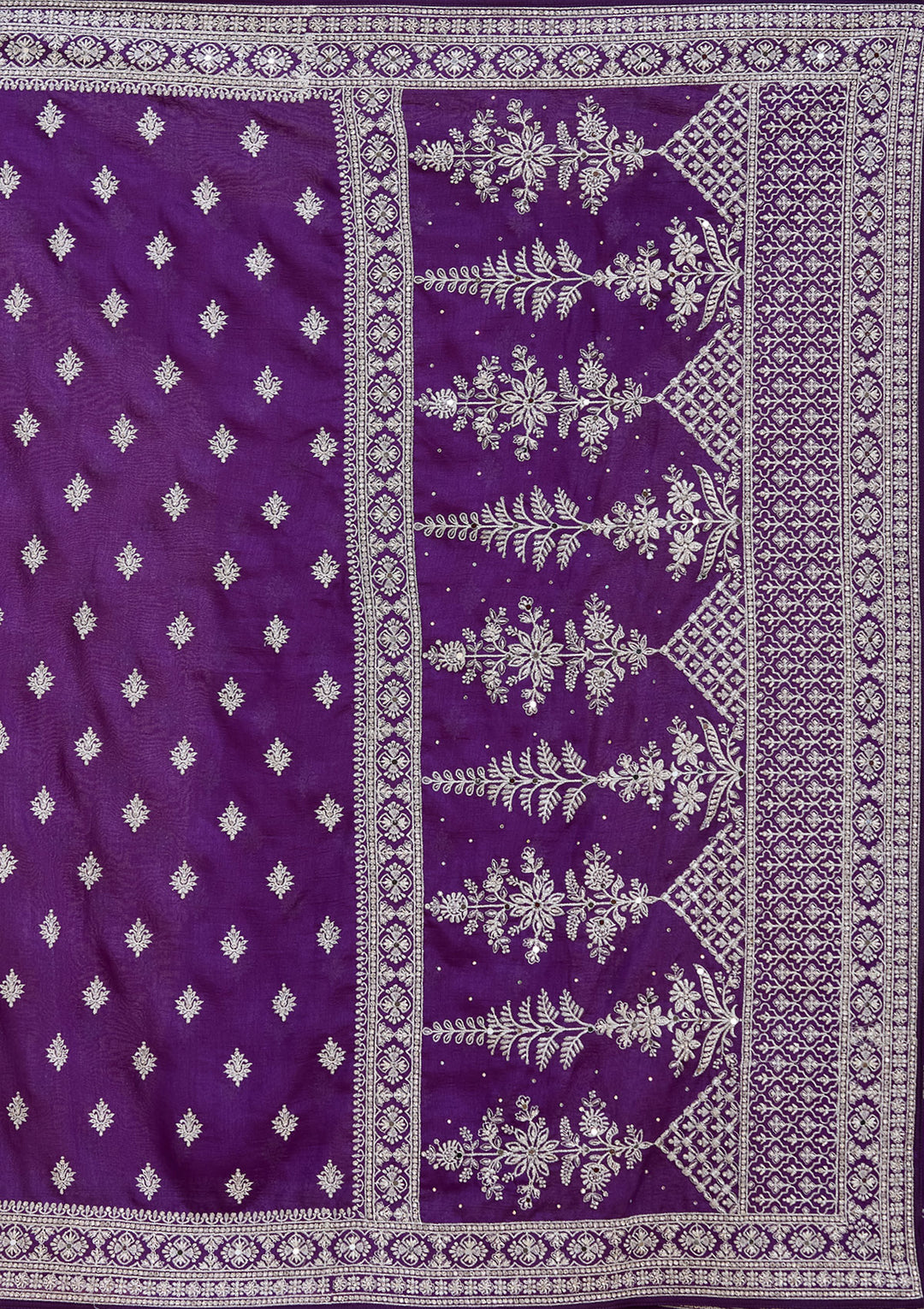 Purple Soft Raw Silk Silver Zariwork Saree With Matching Blouse Piece