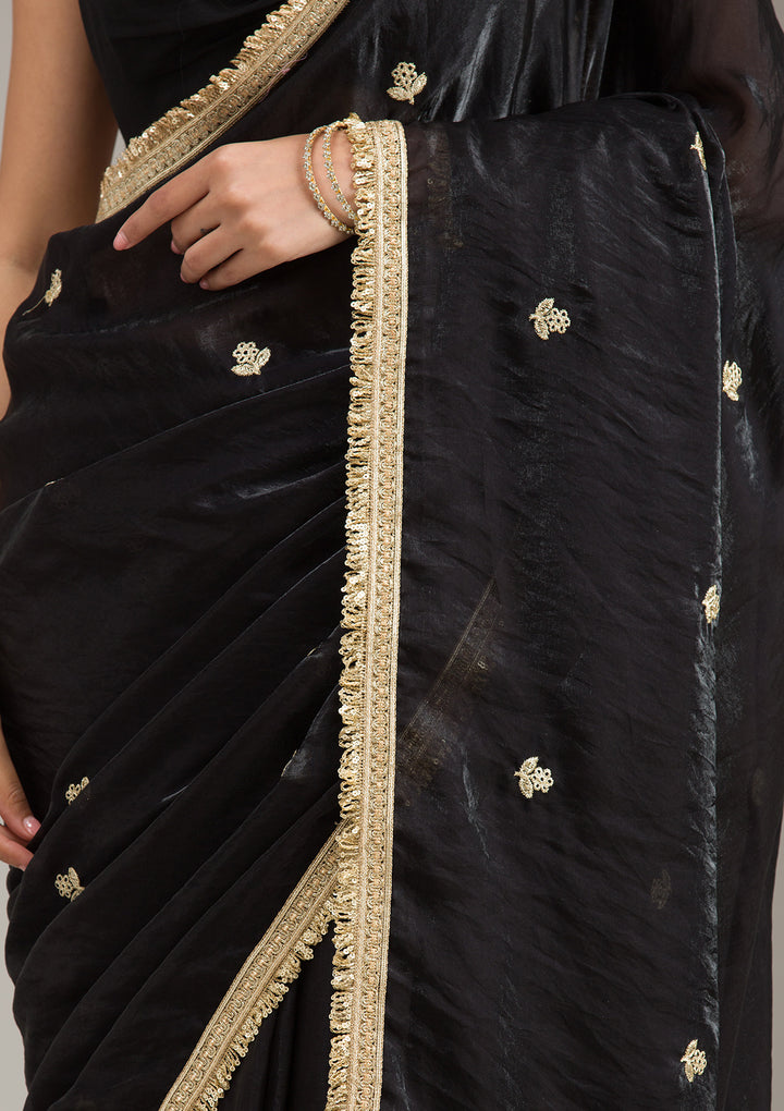 Black Stonework (Gold) Tissue Saree