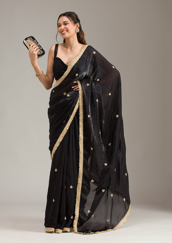 Black Stonework (Gold) Tissue Saree