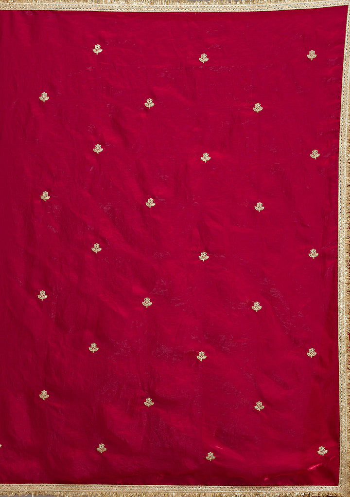 Maroon Zariwork Tissue Saree