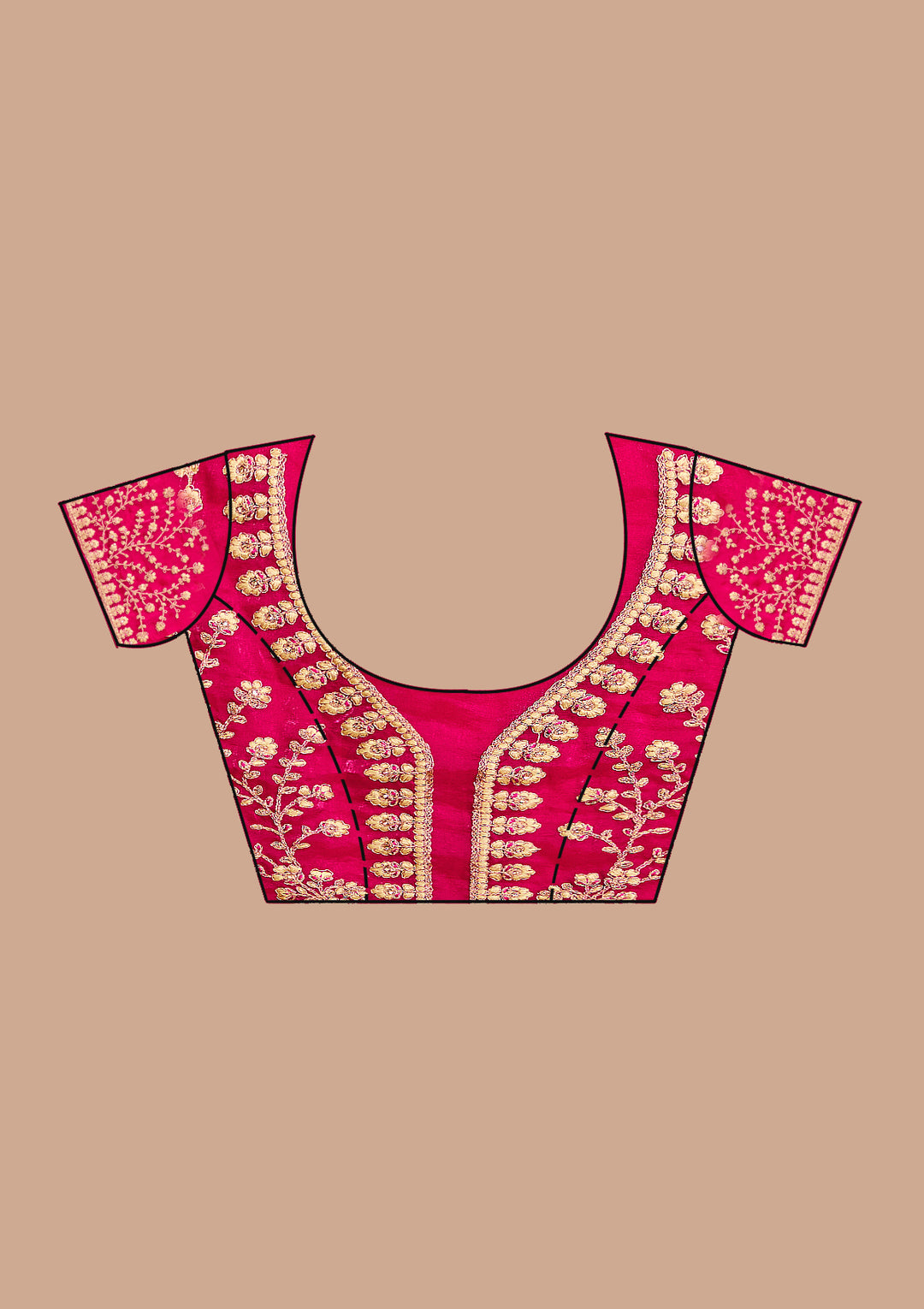 Rani Pink Tissue Gotapatti Saree With Matching Blouse Piece