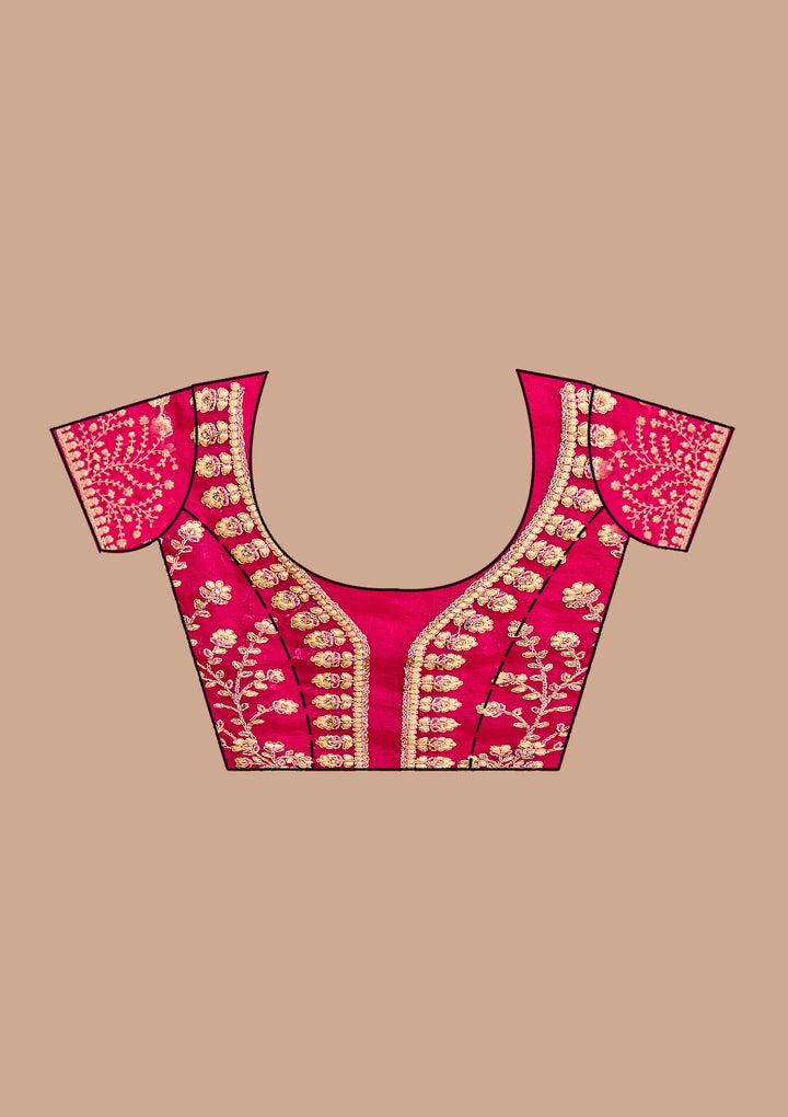 Rani Pink Tissue Gotapatti Saree With Matching Blouse Piece