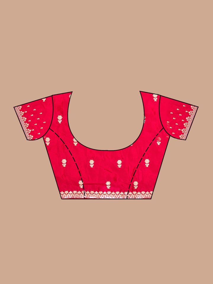 Red Tissue Cording Saree With Matching Blouse Piece