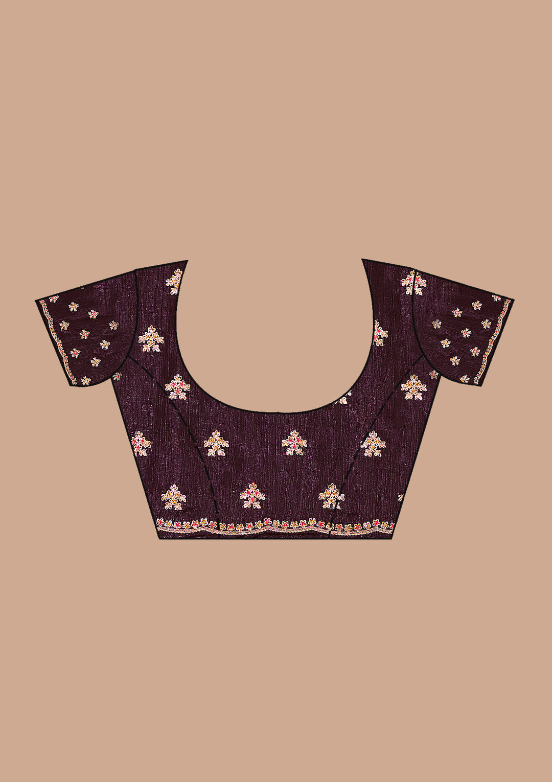 Purple Georgette Cording Saree With Matching Blouse Piece