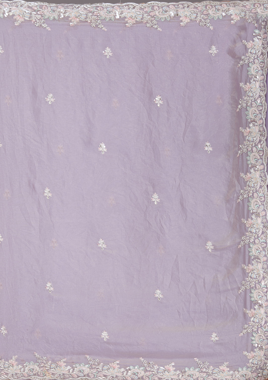 Lavender Satin Gotapatti Saree With Matching Blouse Piece