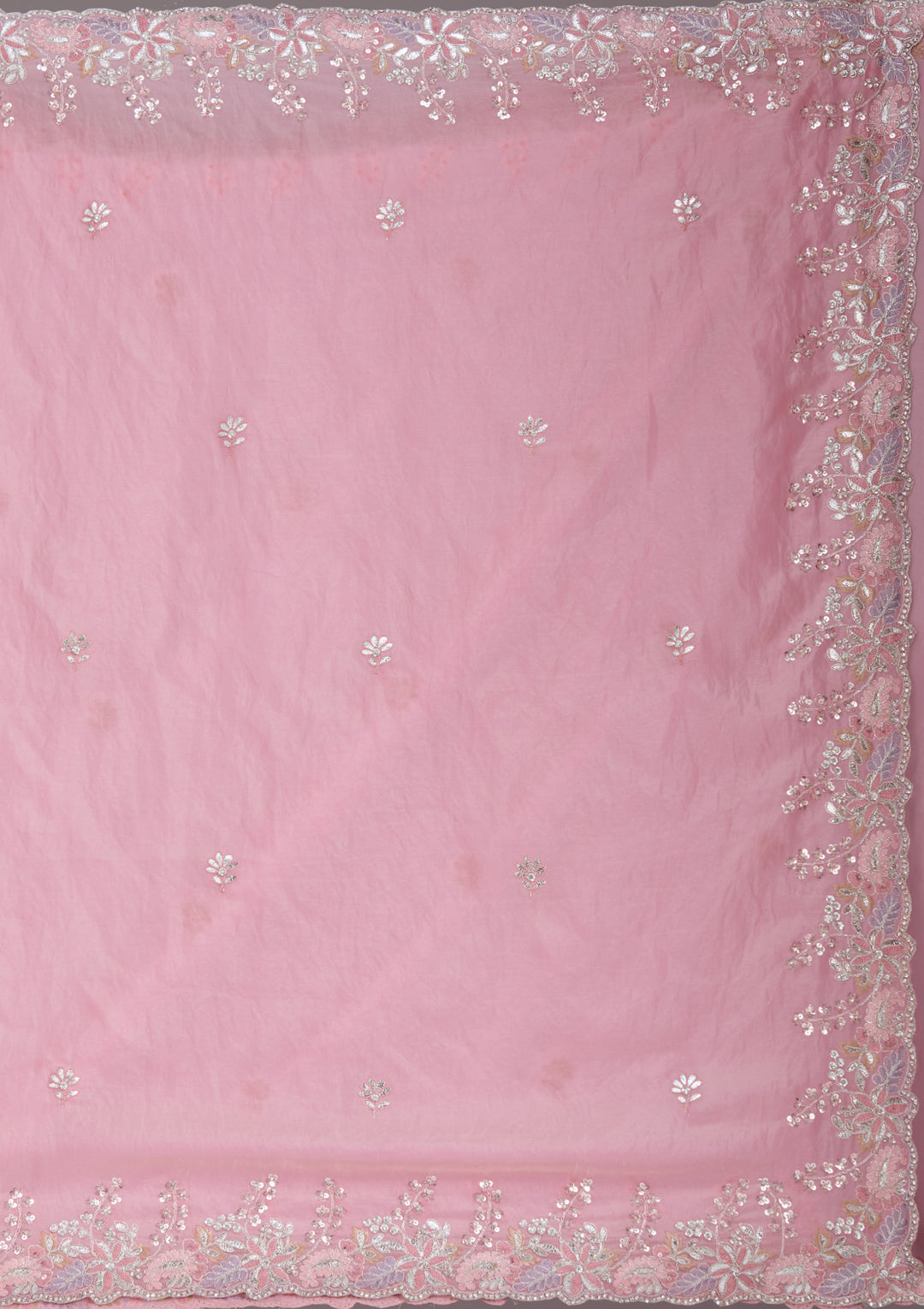 Baby Pink Gotapatti Satin Saree