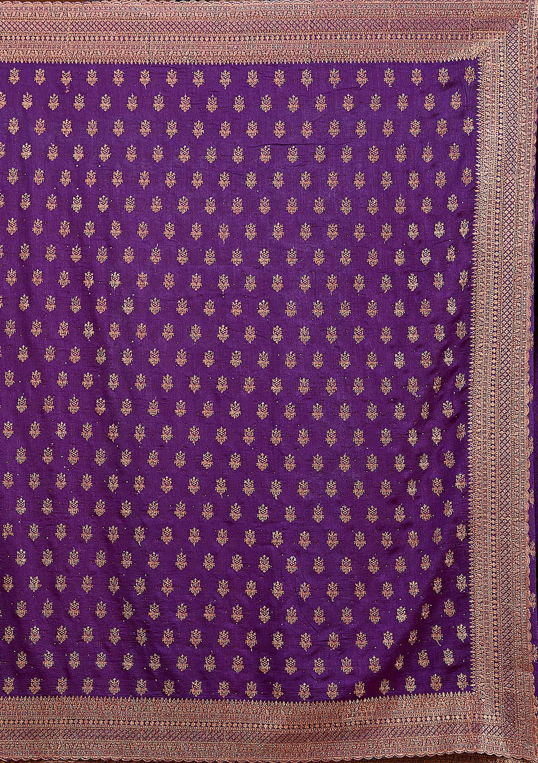 Purple Soft Raw Silk Antique Zariwork Saree With Matching Blouse Piece