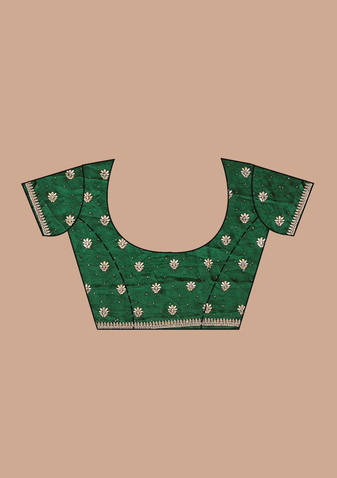 Bottle Green Soft Raw Silk Gold Zariwork Saree With Matching Blouse Piece