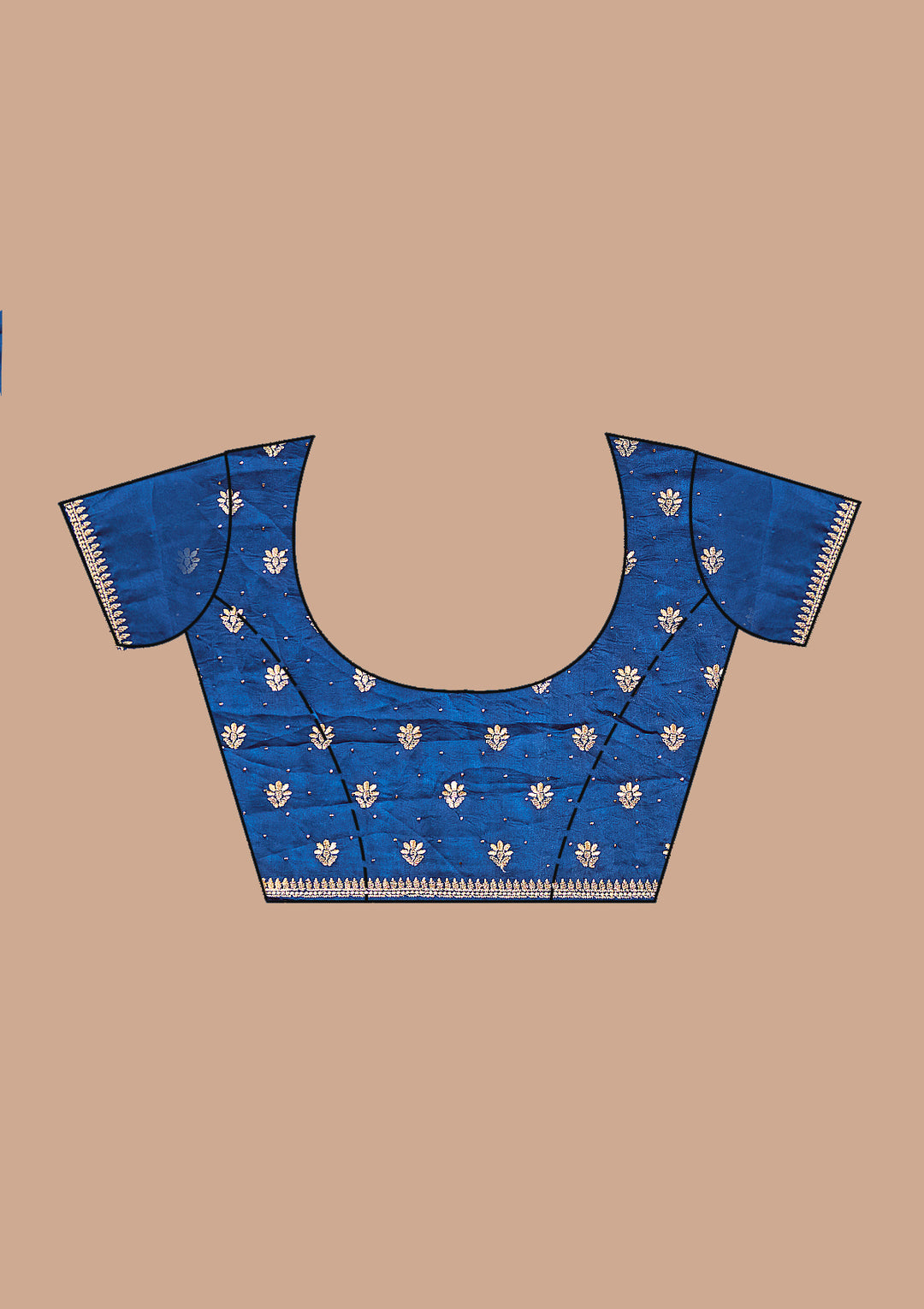 Navy Blue Soft Raw Silk Gold Zariwork Saree With Matching Blouse Piece