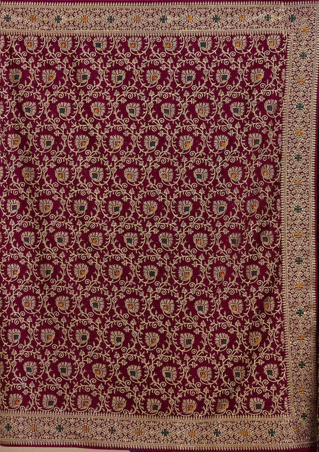 Wine Zariwork (Gold) Soft Raw Silk Saree