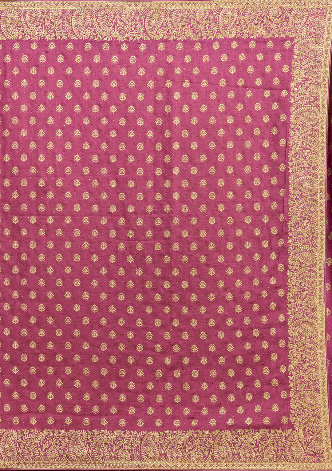 Onion Pink Zariwork (Gold) Soft Raw Silk Saree
